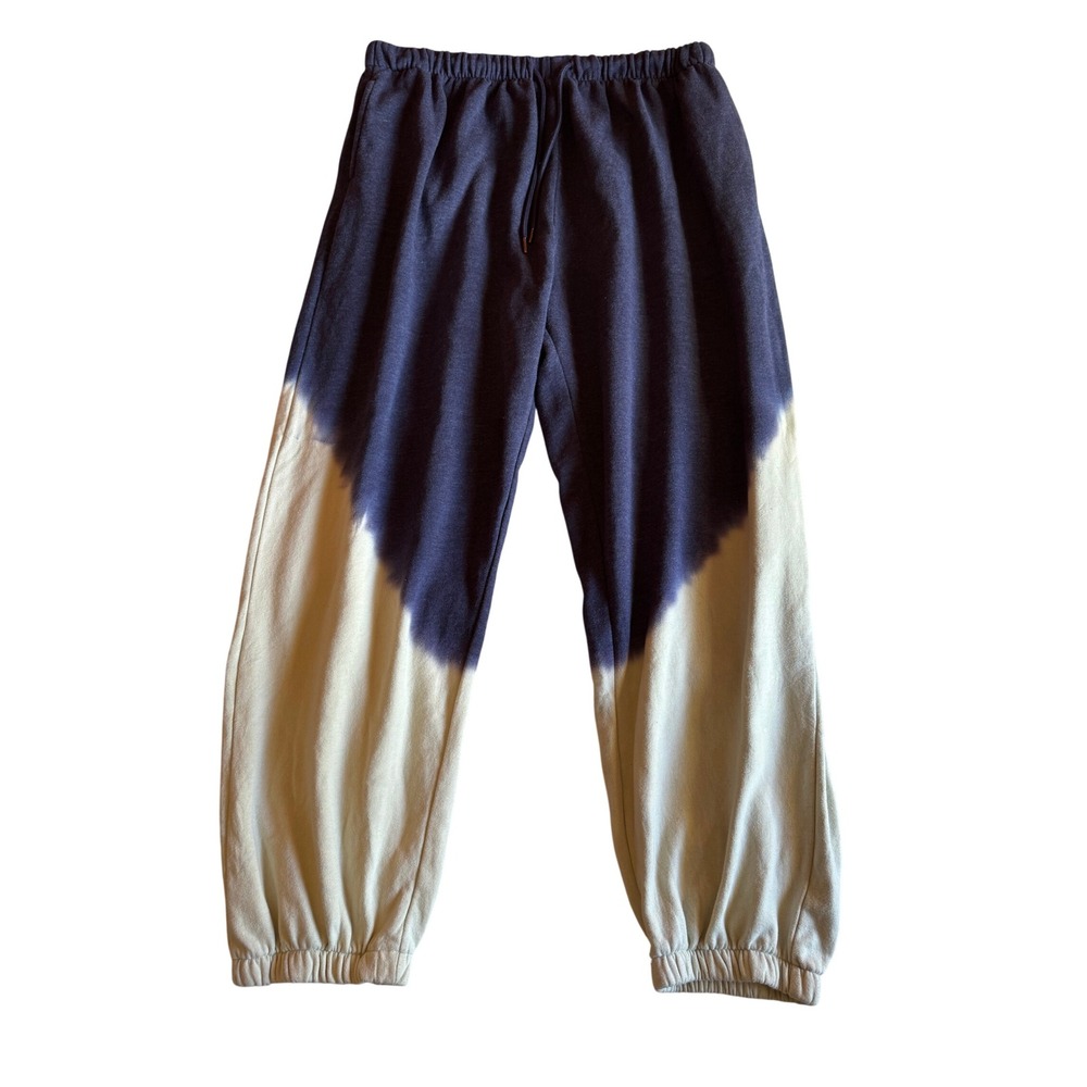 Natural Life Womens XL Joggers Navy Cream Dip Dye Ombre Fleece Sweatpants